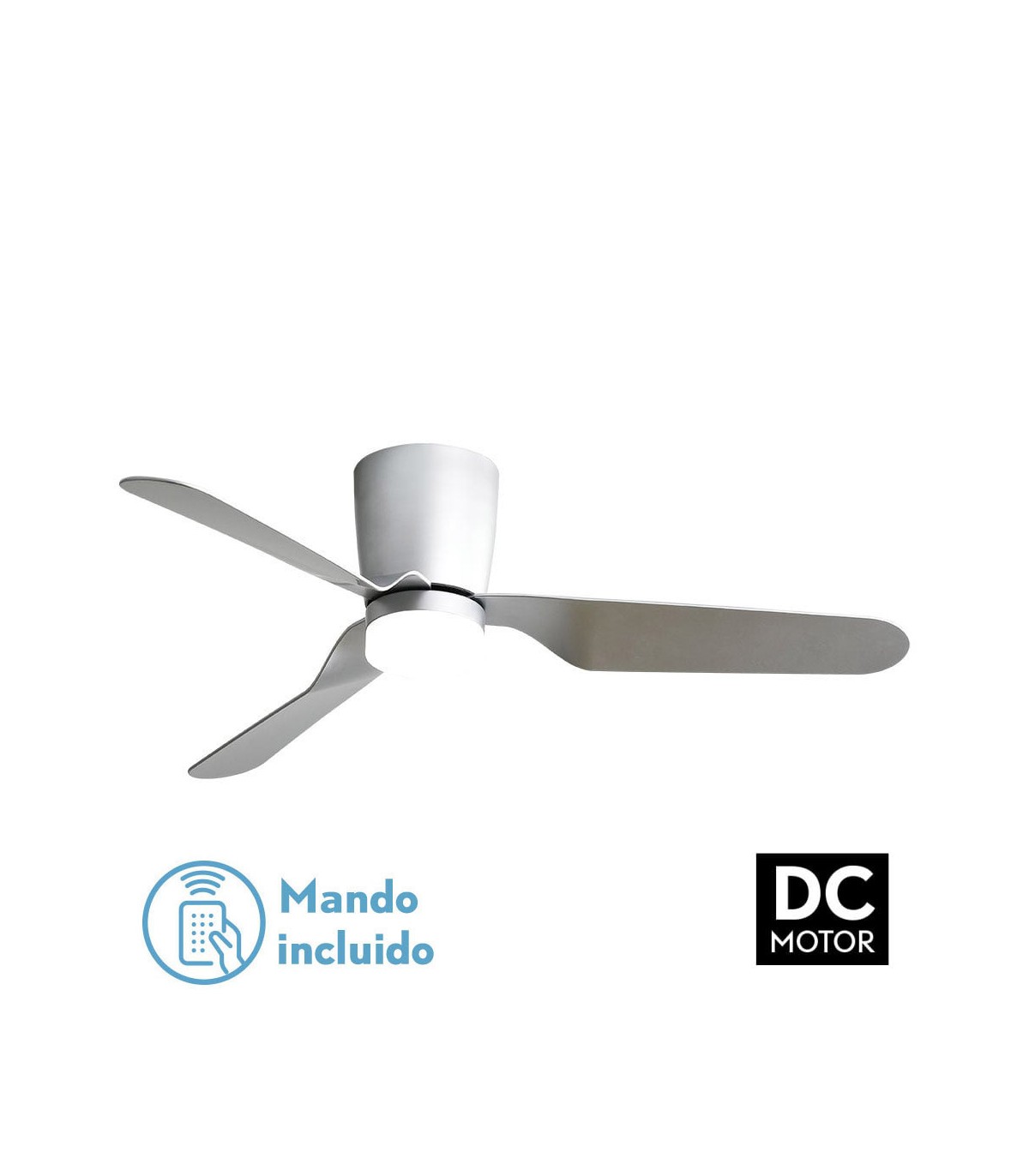 Ventilador de Techo KOCHI Níquel DC 18W 2350Lm 3 Aspas Plata CCT