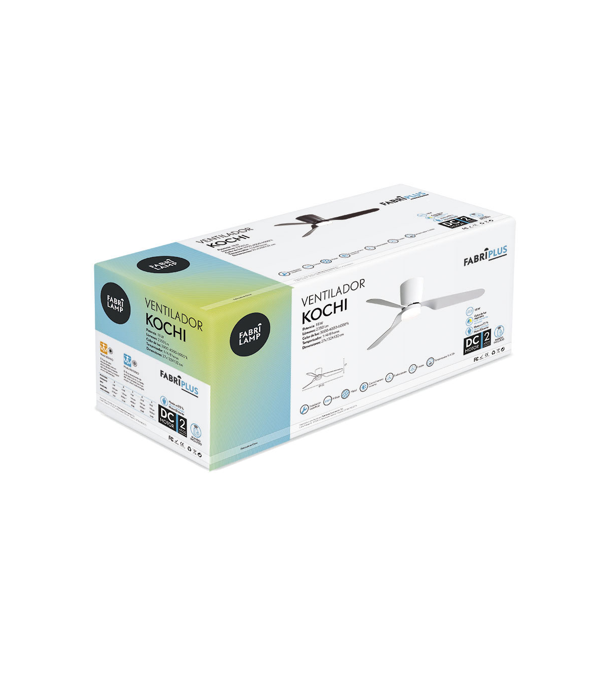 Ventilador de Techo KOCHI Níquel DC 18W 2350Lm 3 Aspas Plata CCT