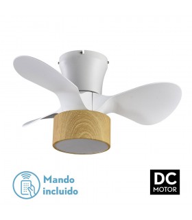 Ventilador Kos DC 24W 2390Lm 3 Aspas Blanco/Haya CCT