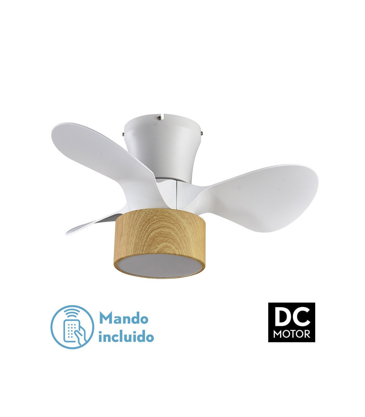 Ventilador Kos DC 24W 2390Lm 3 Aspas Blanco/Haya CCT