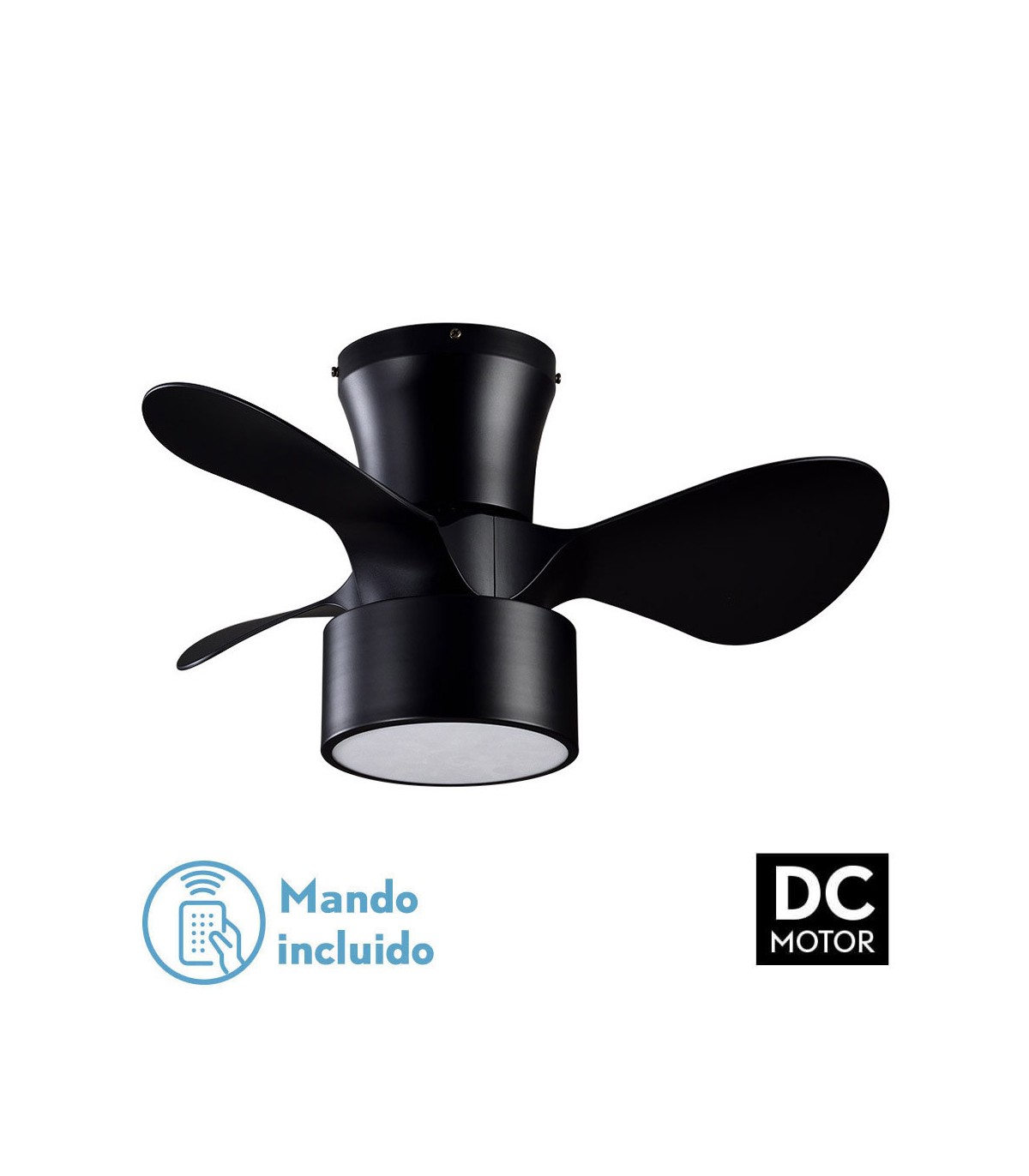 Ventilador Kos DC 24W 2390Lm 3 Aspas Negro CCT