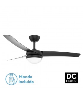 Ventilador Kusi DC 3 Aspas Negro 2xE27