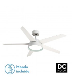 Ventilador de Techo LEBECHE DC Blanco 25W 2495Lm 5 Aspas Reversibles Blanco/Haya CCT