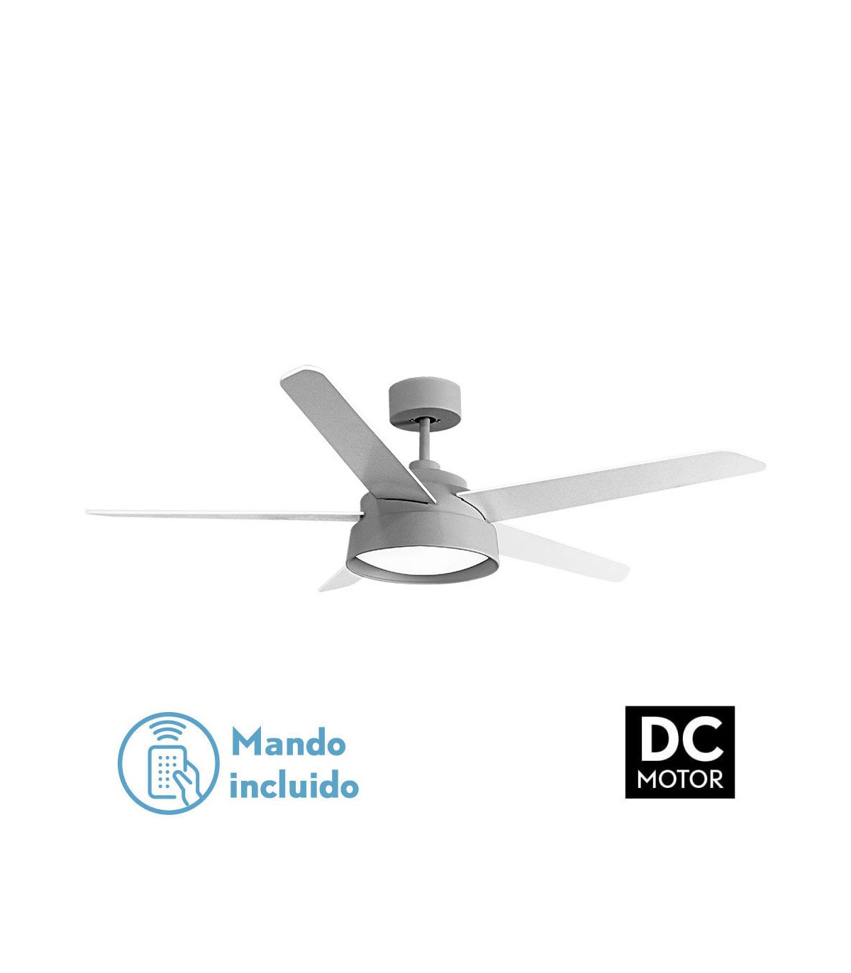 Ventilador de Techo LEBECHE DC Gris 25W 2495Lm 5 Aspas Reversibles Blanco/Haya CCT