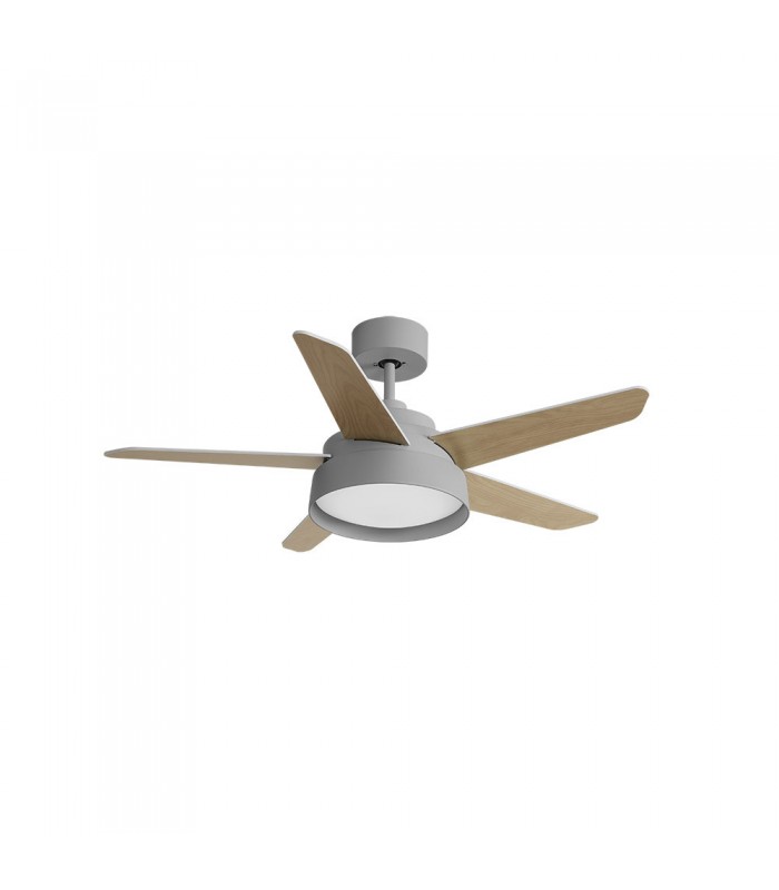 Ventilador de Techo LEBECHE DC Gris 25W 2495Lm 5 Aspas Reversibles Blanco/Haya CCT