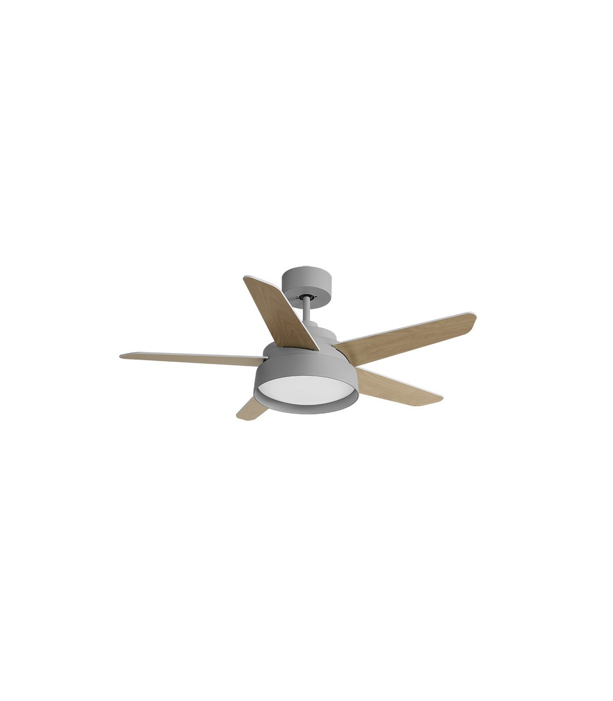 Ventilador de Techo LEBECHE DC Gris 25W 2495Lm 5 Aspas Reversibles Blanco/Haya CCT