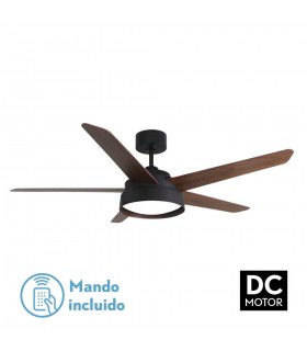 Ventilador de Techo LEBECHE DC Marrón 25W 2495Lm 5 Aspas Reversibles Nogal/Roble CCT