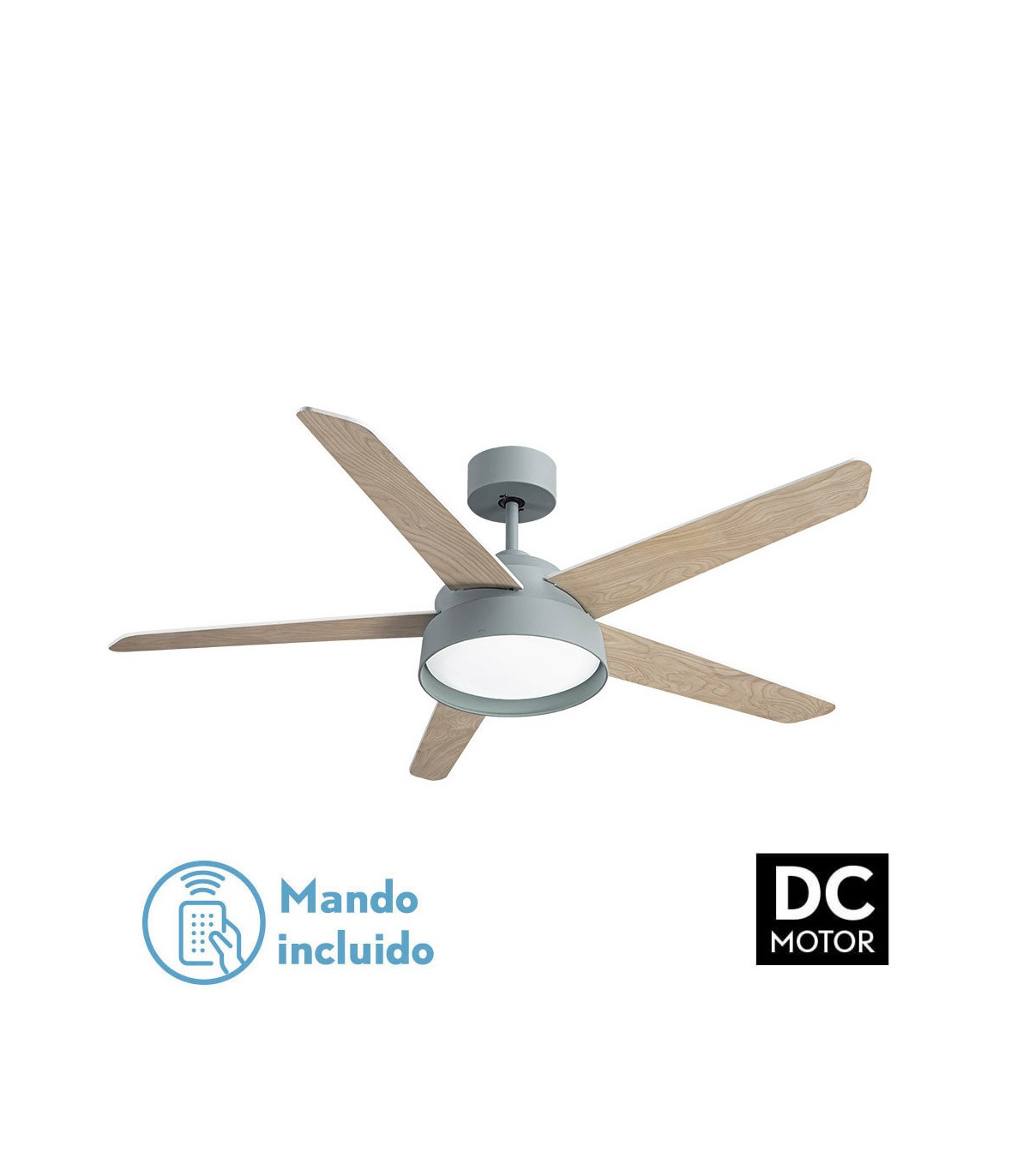 Ventilador de Techo LEBECHE DC Verde 25W 2495Lm 5 Aspas Reversibles Blanco/Haya CCT