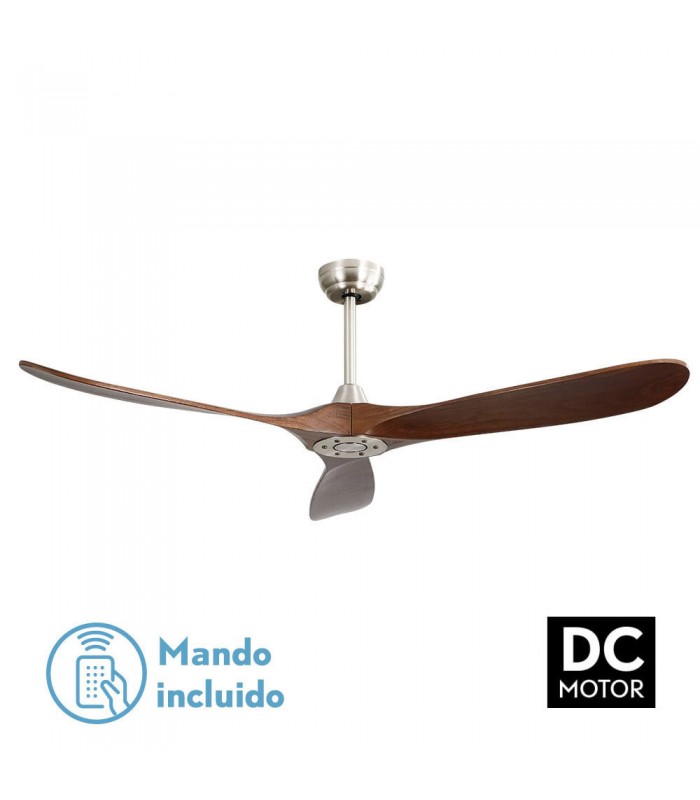 Ventilador de Techo MARIN DC Níquel 3 Aspas Roble Sin Luz