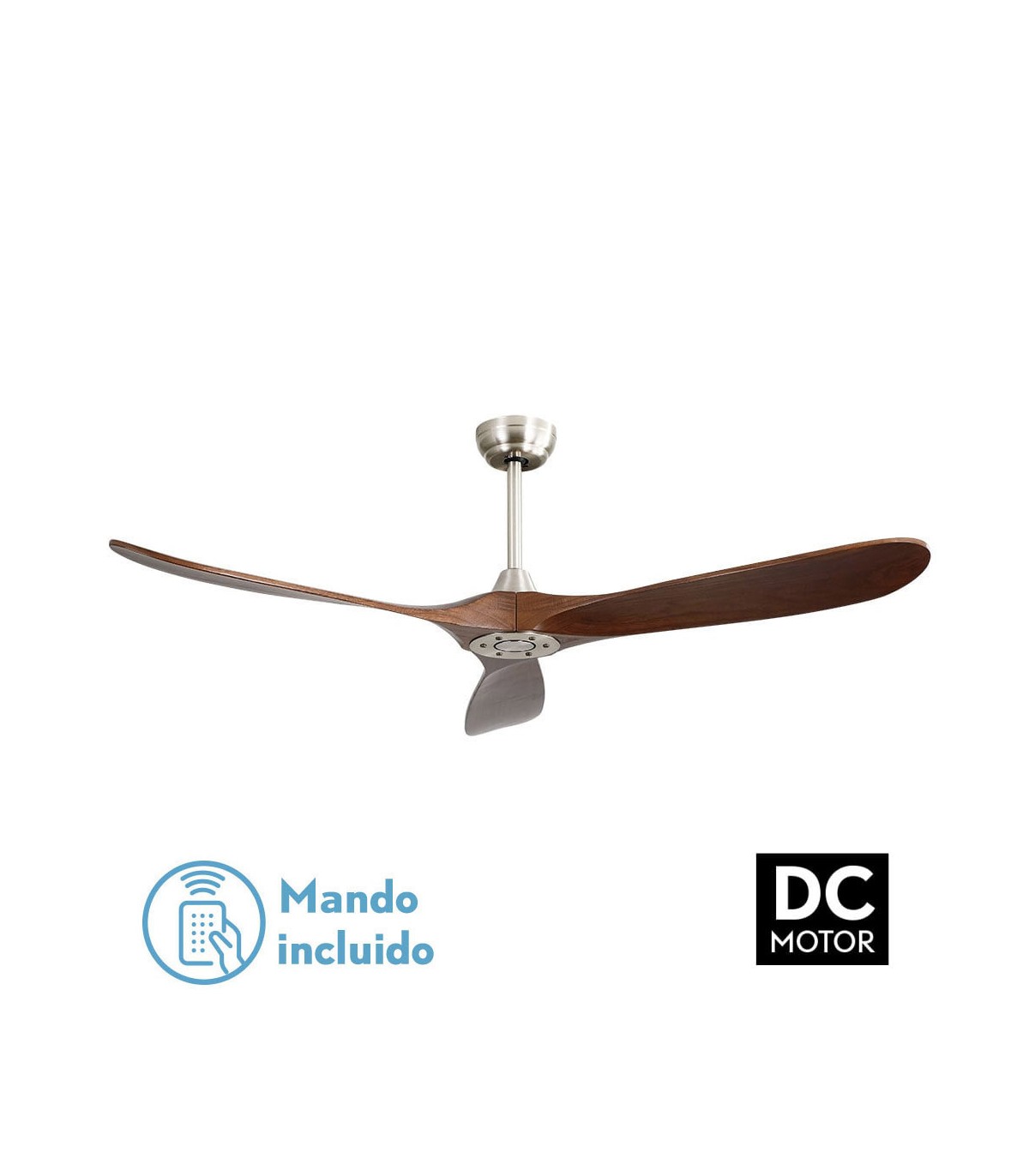 Ventilador de Techo MARIN DC Níquel 3 Aspas Roble Sin Luz