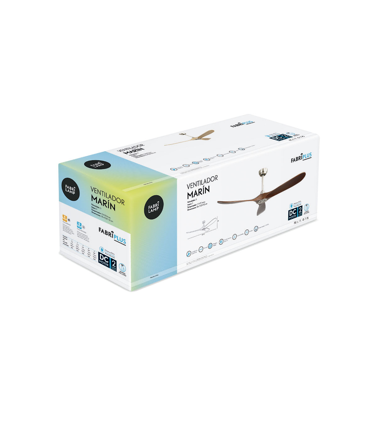 Ventilador de Techo MARIN DC Níquel 3 Aspas Roble Sin Luz
