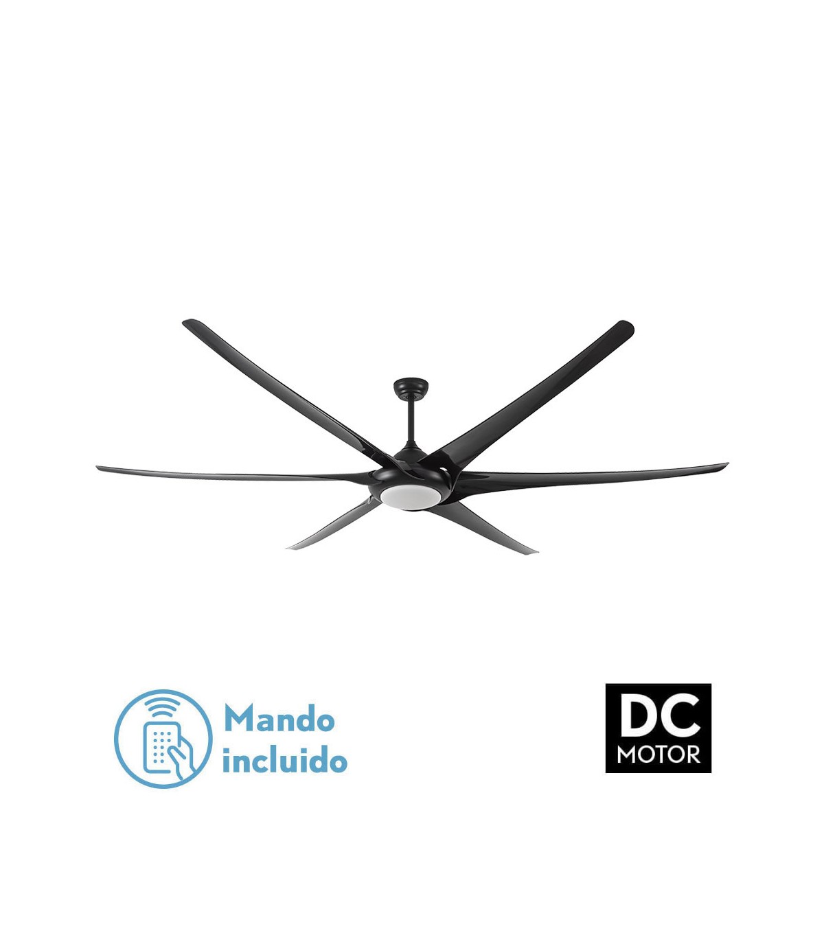 Ventilador de Techo MONCAYO DC 24W 2850Lm 6 Aspas Negro CCT