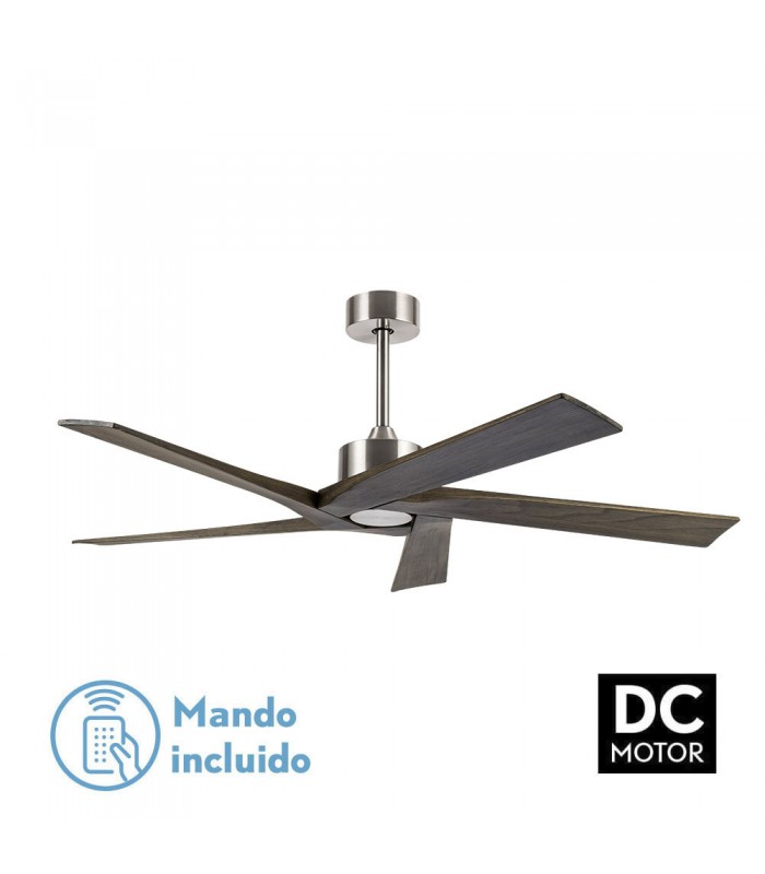 Ventilador de Techo NADIR DC Níquel 5 Aspas Rústico Sin Luz