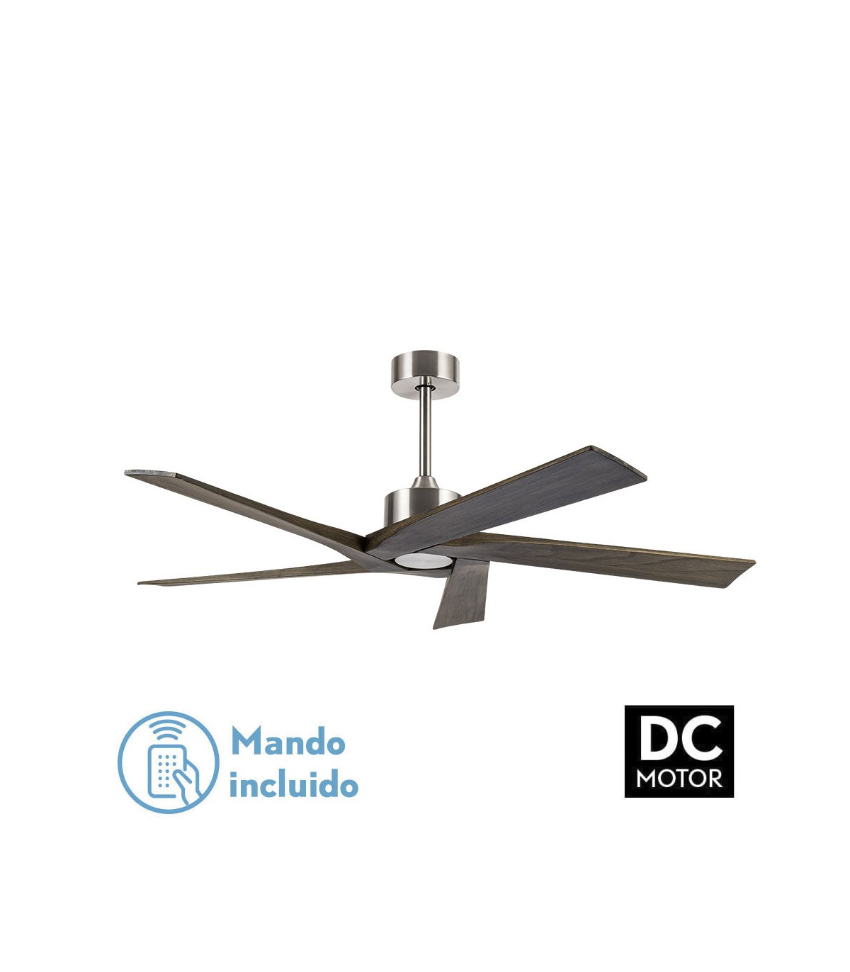Ventilador de Techo NADIR DC Níquel 5 Aspas Rústico Sin Luz