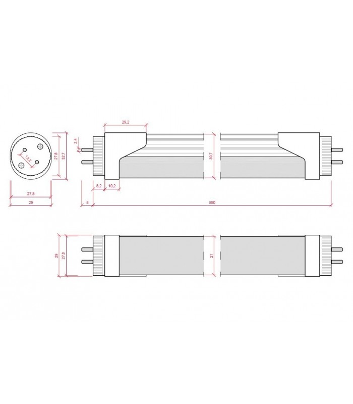 Tubo LED 60cm 10W 1.000Lm 120º  IP20 DIMMABLE