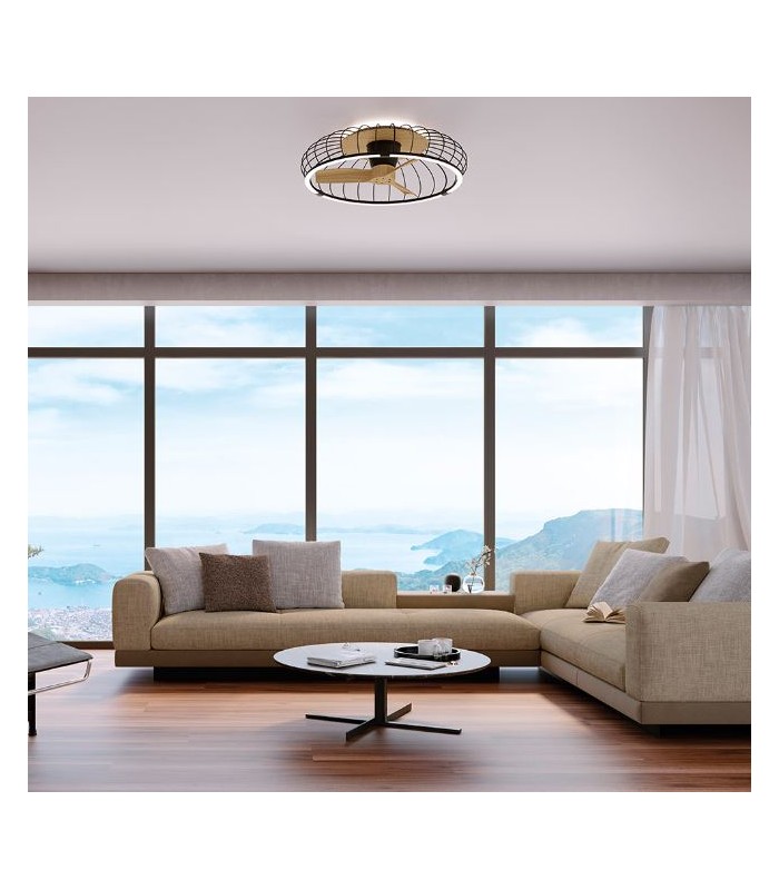 Ventilador Nature Negro/Haya APP DC 75W 9750Lm 3 Aspas CCT
