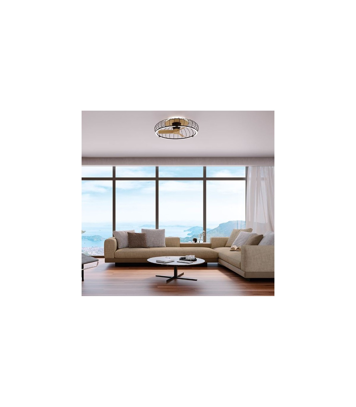 Ventilador Nature Negro/Haya APP DC 75W 9750Lm 3 Aspas CCT