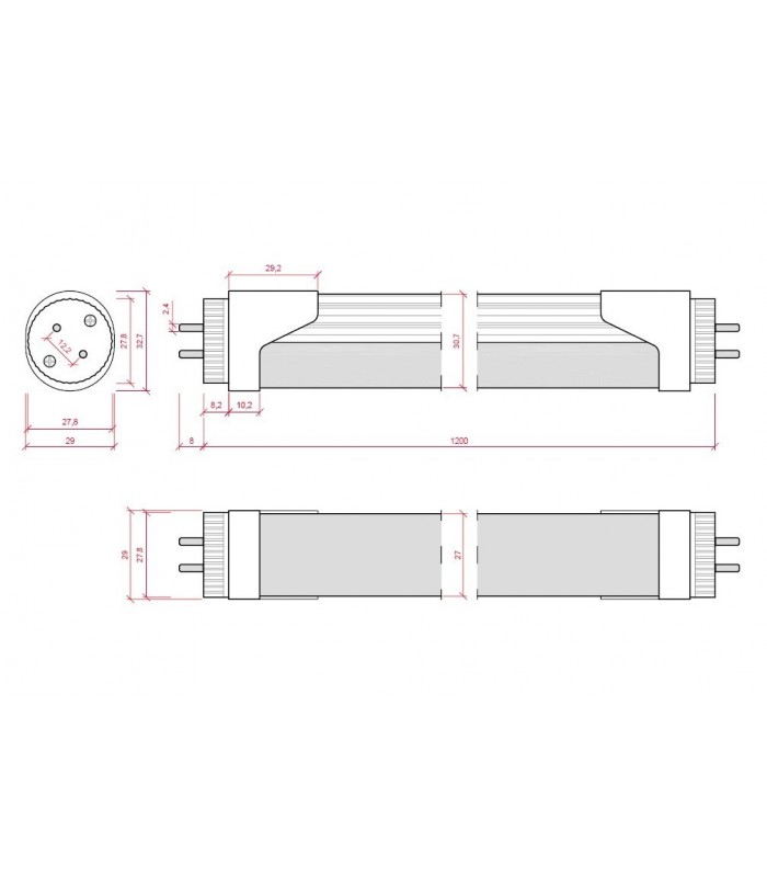 Tubo LED 120cm 18W 1.800Lm 120º  IP20 DIMMABLE