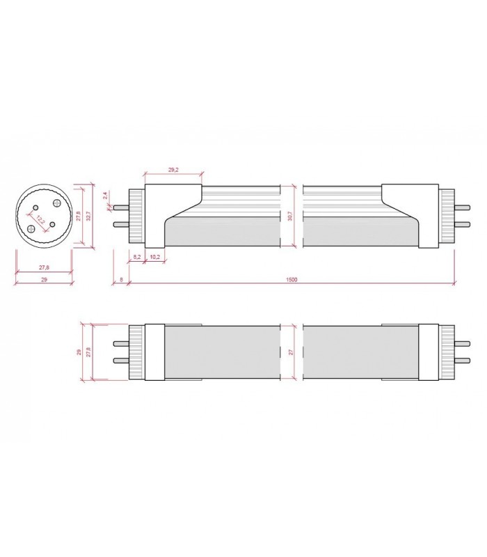 Tubo LED 150cm 23W 2.300Lm 120º  IP20 DIMMABLE