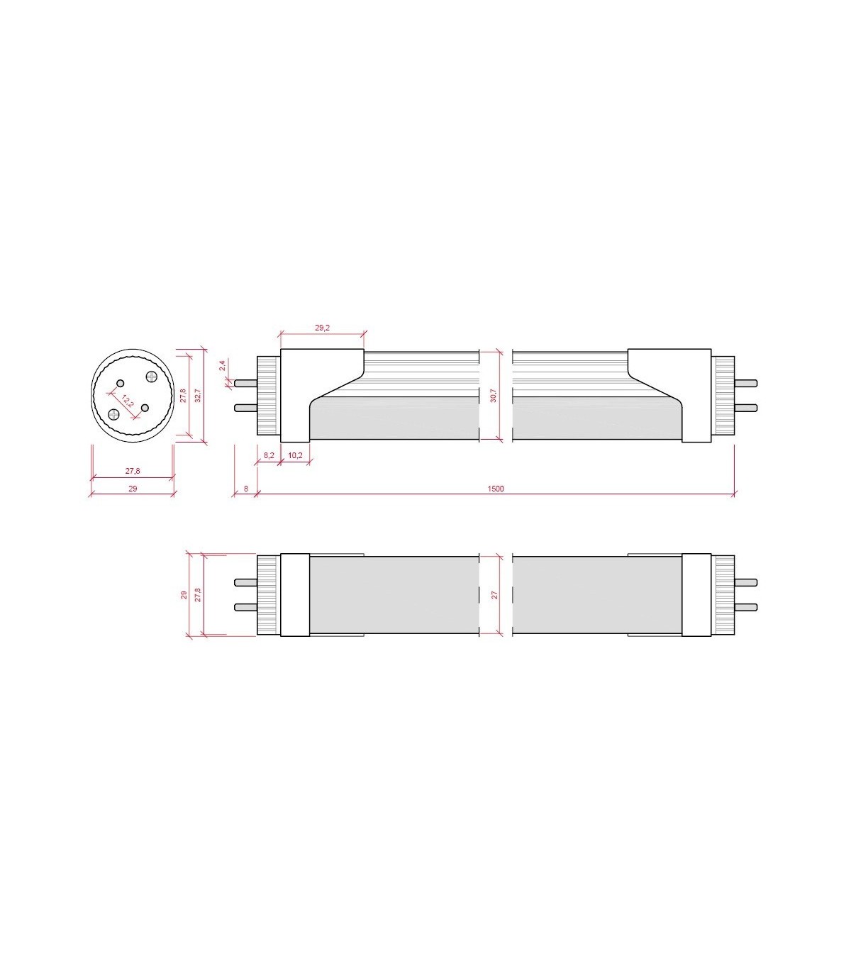Tubo LED 150cm 23W 2.300Lm 120º  IP20 DIMMABLE