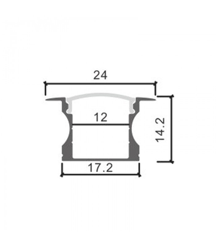 Perfil Aluminio U HIGH Empotrar -2 Metros-