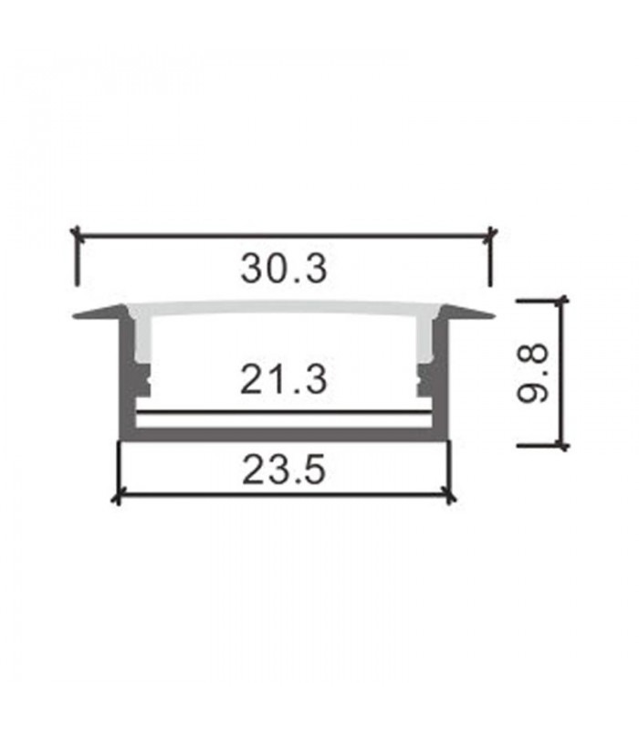 Perfil Aluminio LONG Empotrar -2 Metros-