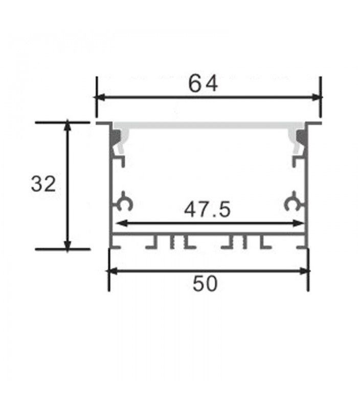 Perfil Aluminio EPYF Empotrar/Colgante -2 Metros-