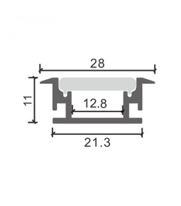 Perfil Aluminio FAT ALA Suelo Empotrar -2 Metros-