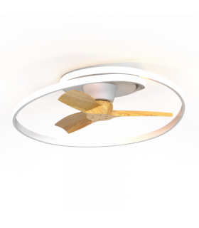 Ventilador Ocean Blanco/Madera DC 60W 6600Lm 3 Aspas CCT