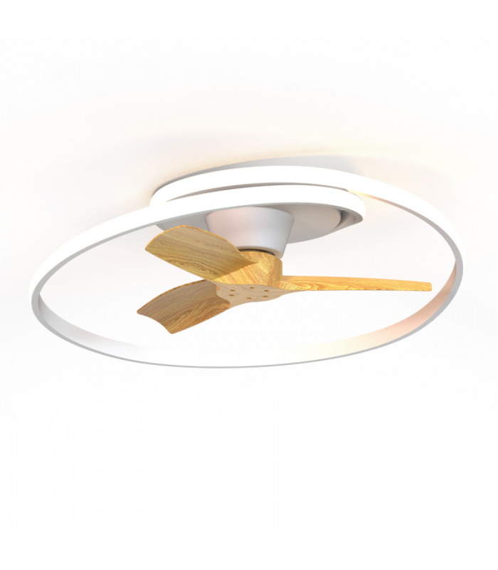 Ventilador Ocean Blanco/Madera DC 60W 6600Lm 3 Aspas CCT
