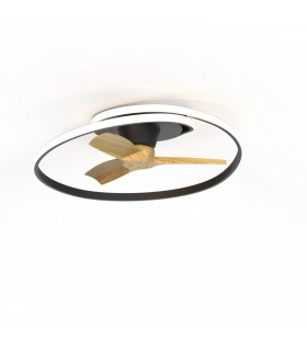 Ventilador Ocean Negro/Madera DC 60W 6600Lm 3 Aspas CCT