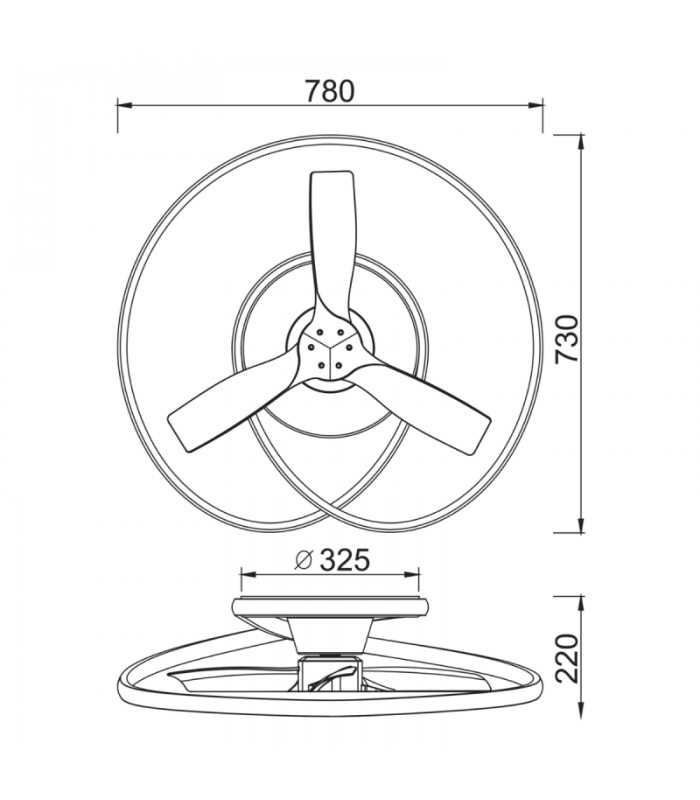 Ventilador Ocean Negro/Madera DC 60W 6600Lm 3 Aspas CCT