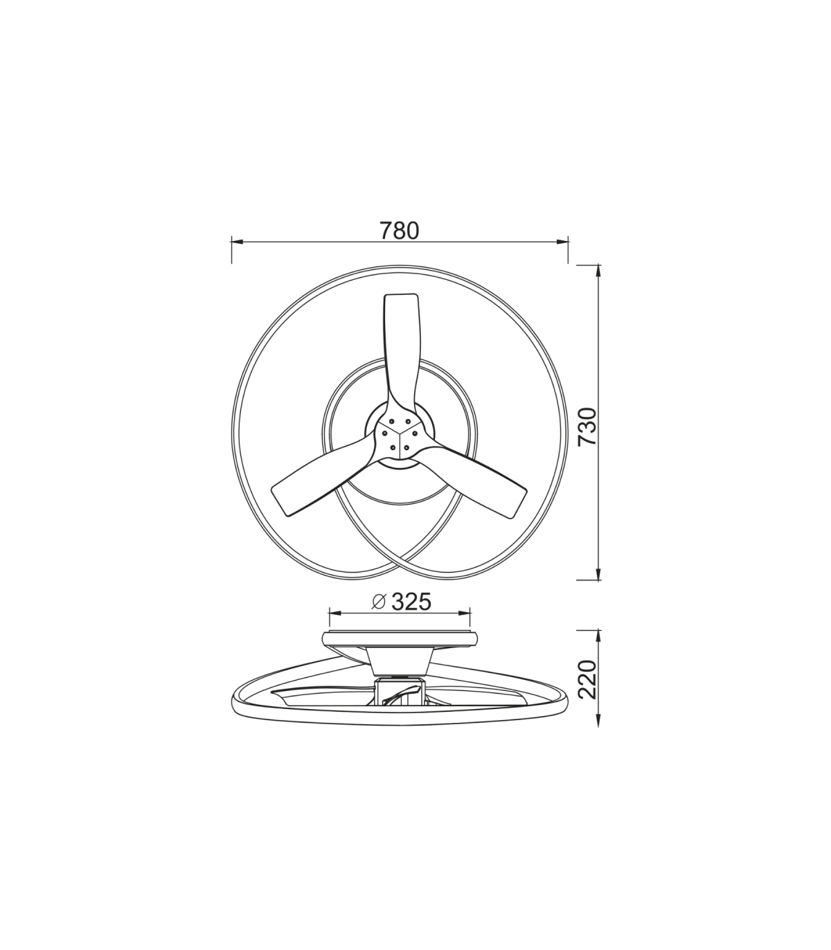 Ventilador Ocean Negro/Madera DC 60W 6600Lm 3 Aspas CCT