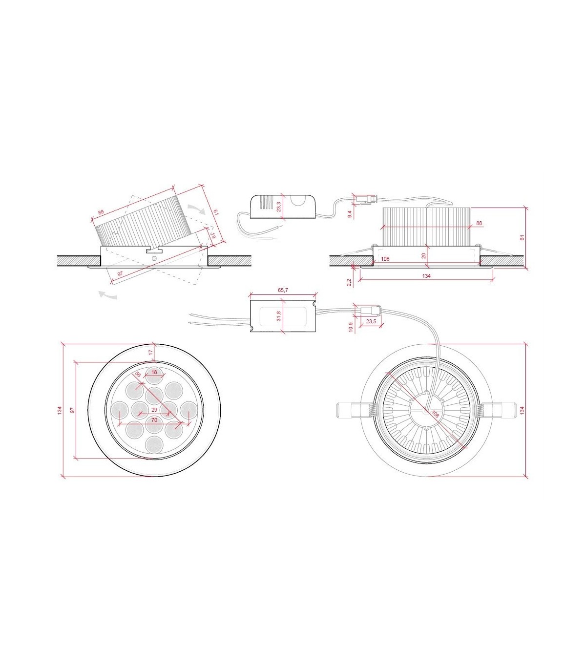 Downlight LED 12W 1.200Lm 60º IP20 Cromo