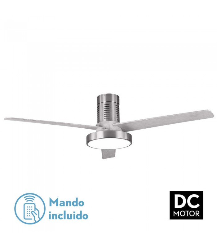 Ventilador de techo Pax Níquel DC 40W 3200Lm 3 Aspas Plata CCT