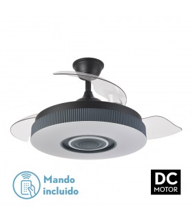 Ventiladores Peniche BlueThooth 72W 6120Lm 3 Aspas Negro/Gris CCT Altavoz