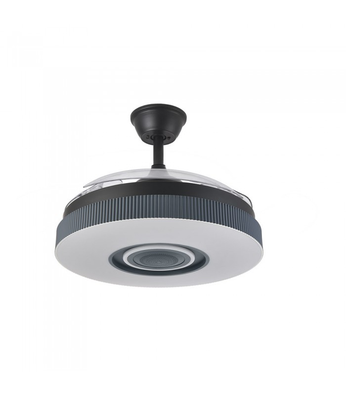 Ventiladores Peniche BlueThooth 72W 6120Lm 3 Aspas Negro/Gris CCT Altavoz