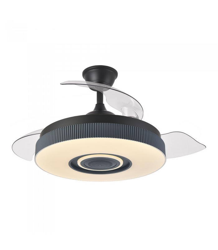 Ventiladores Peniche BlueThooth 72W 6120Lm 3 Aspas Negro/Gris CCT Altavoz