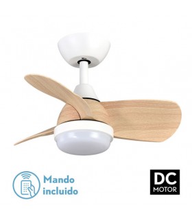 Ventilador Pirdo DC 24W 2400Lm 3 Aspas Blanco/Haya CCT