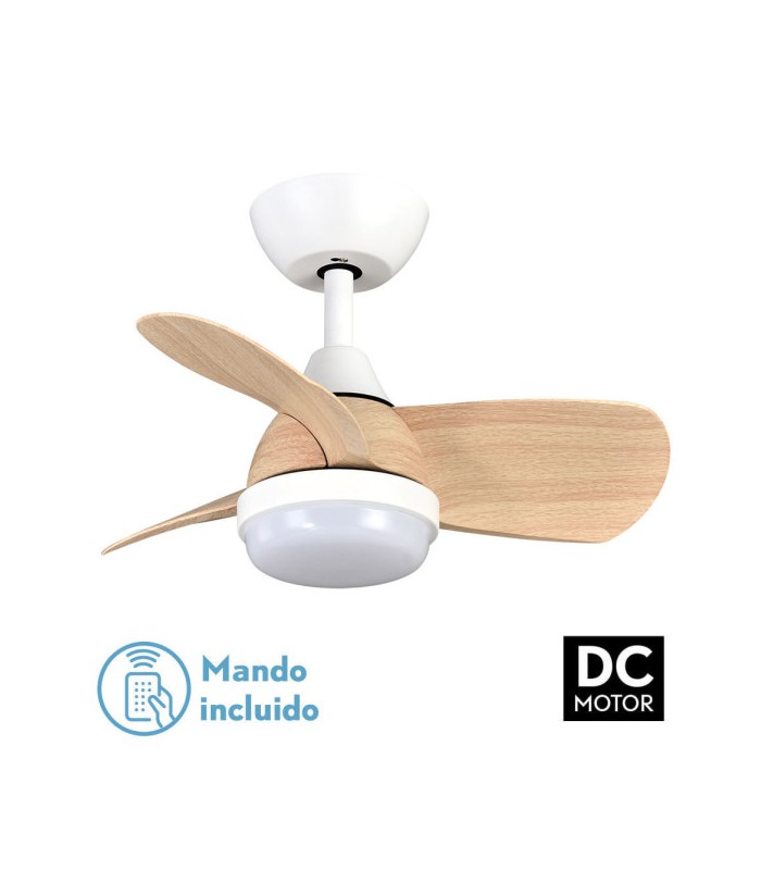 Ventilador Pirdo DC 24W 2400Lm 3 Aspas Blanco/Haya CCT