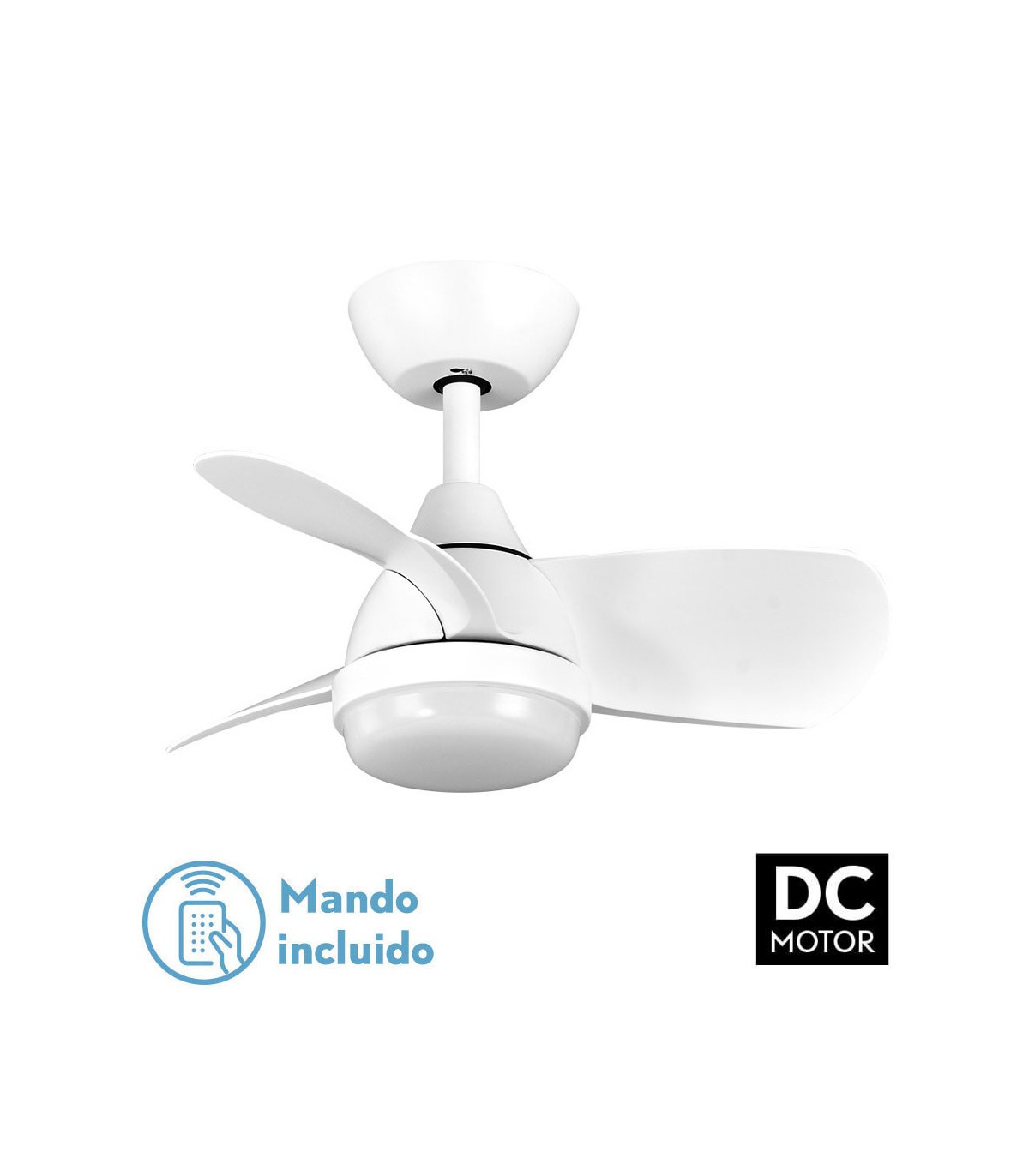 Ventilador Pirdo DC 24W 2400Lm 3 Aspas Blanco CCT