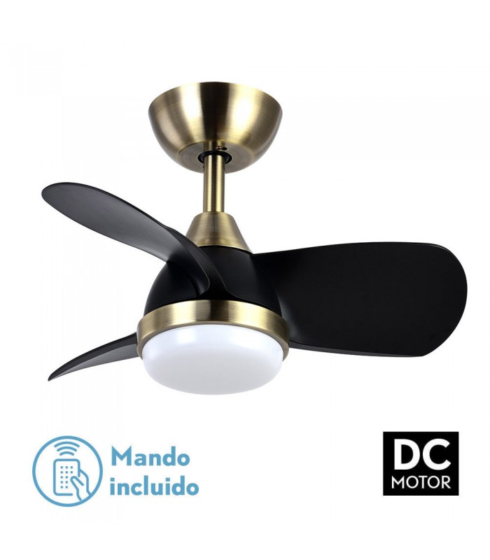 Ventilador Pirdo DC 24W 2400Lm 3 Aspas Cuero/Negro CCT