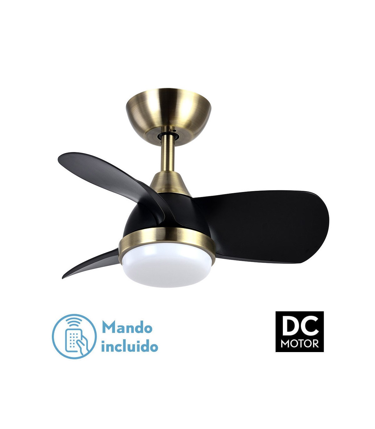 Ventilador Pirdo DC 24W 2400Lm 3 Aspas Cuero/Negro CCT