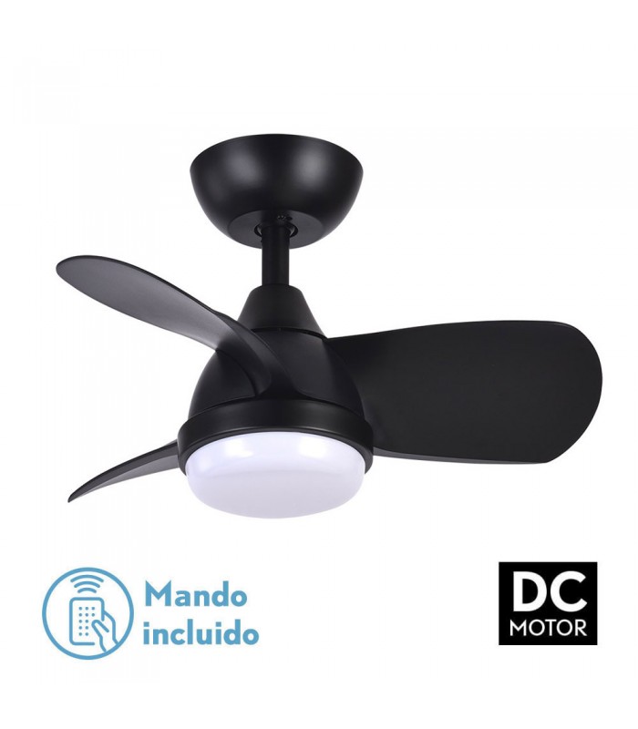 Ventilador Pirdo DC 24W 2400Lm 3 Aspas Negro CCT