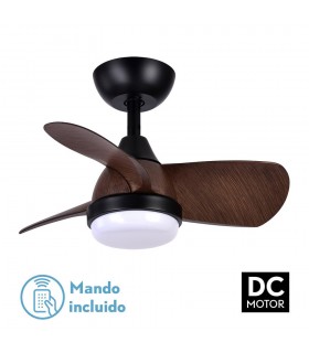 Ventilador Pirdo DC 24W 2400Lm 3 Aspas Negro/Marrón CCT