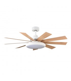 Ventilador de Techo PIREO Blanco DC 36W 3800Lm 9 Aspas Blanco/Haya CCT