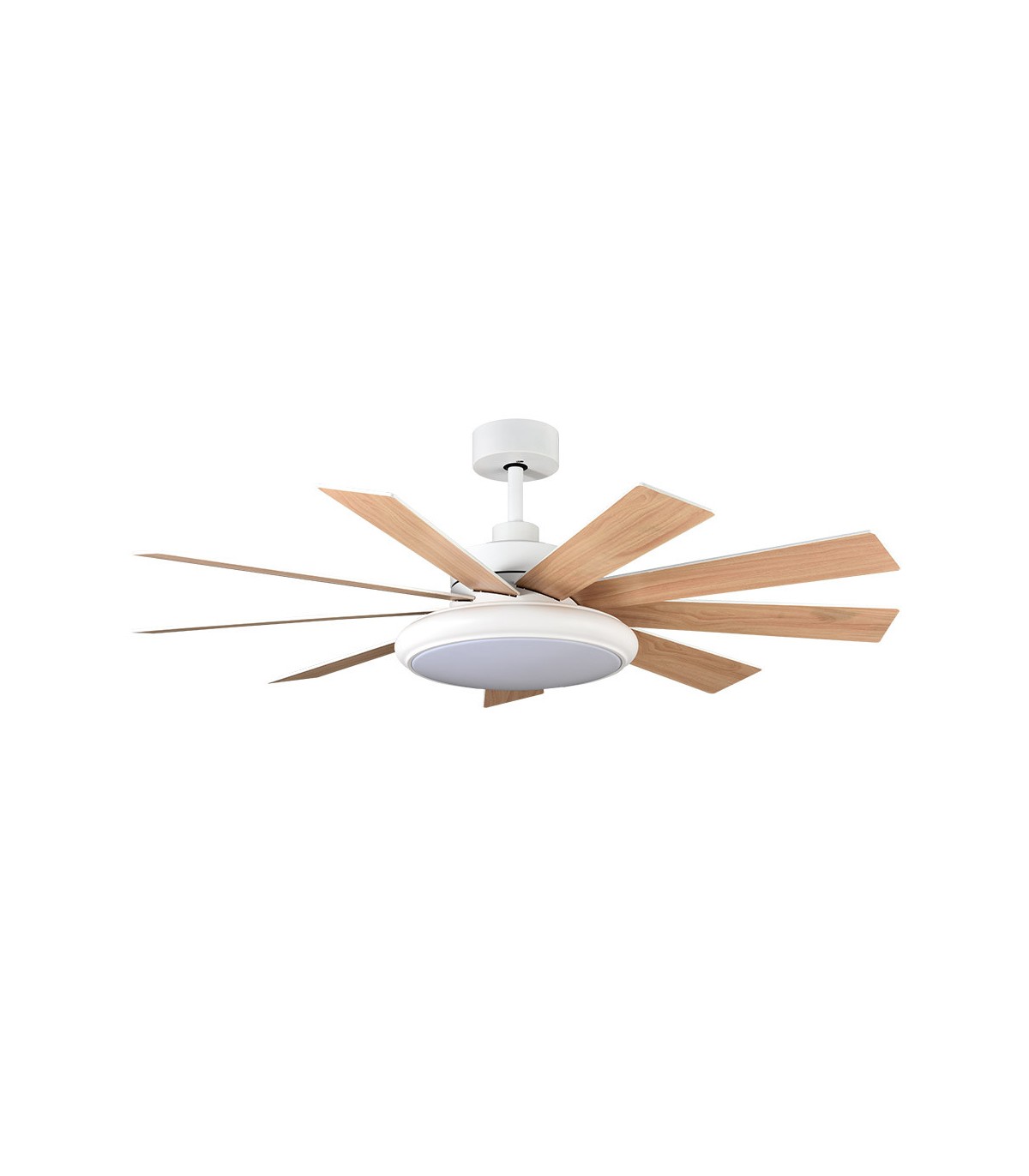Ventilador de Techo PIREO Blanco DC 36W 3800Lm 9 Aspas Blanco/Haya CCT