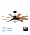 Ventilador de Techo PIREO Negro DC 36W 3800Lm 9 Aspas Roble / Haya CCT