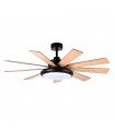 Ventilador de Techo PIREO Negro DC 36W 3800Lm 9 Aspas Roble / Haya CCT