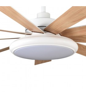 Ventilador de Techo PIREO Blanco DC 36W 3800Lm 9 Aspas Blanco/Haya CCT